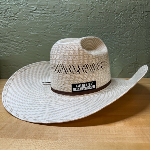 Cowboy’s Custom Greeley Hat Works Straw Rodeo American Hat Size 7 Long Oval - Picture 3 of 10